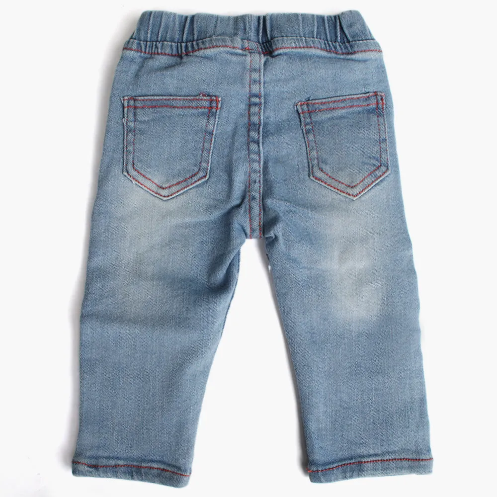 Newborn Girls Denim Pant - Light Blue