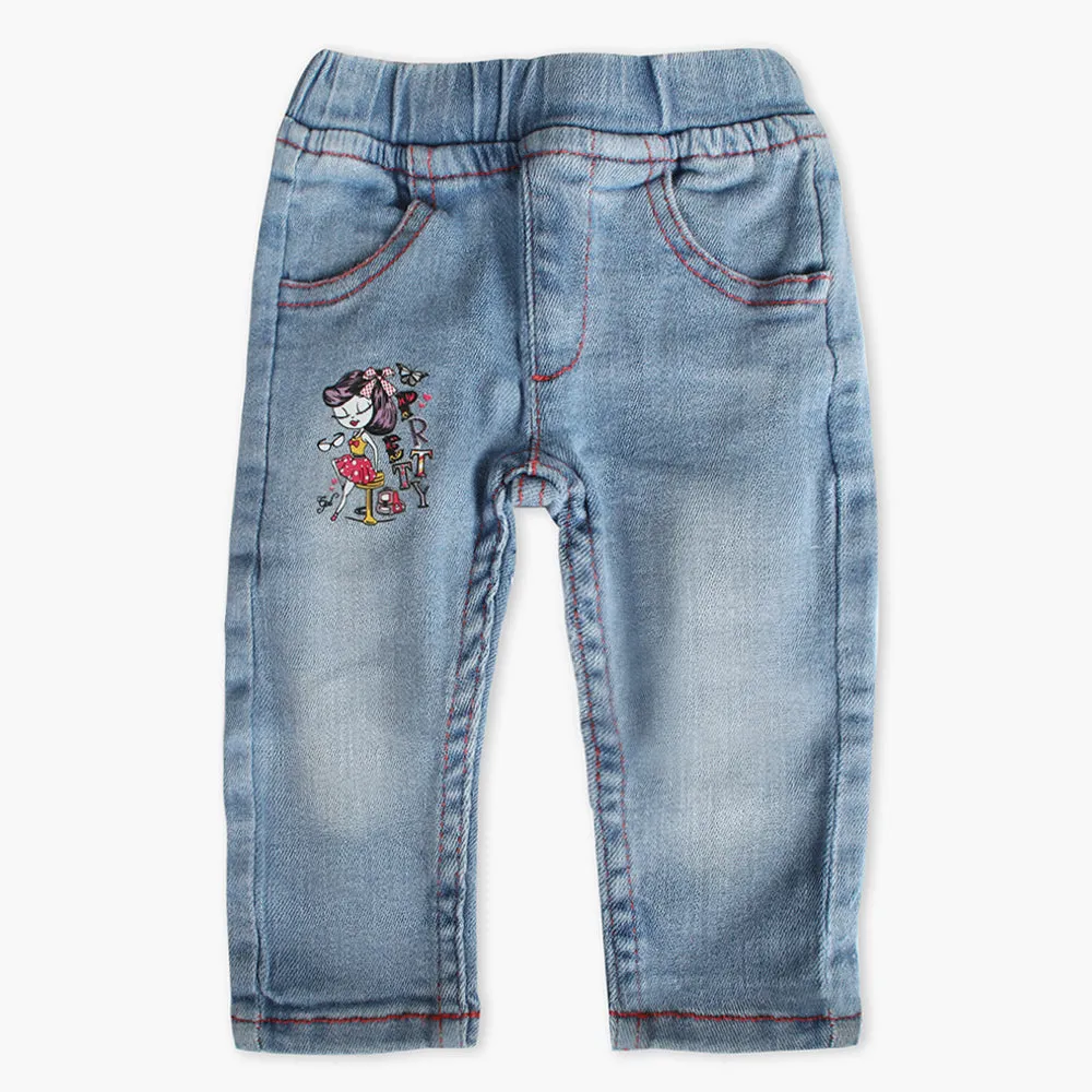 Newborn Girls Denim Pant - Light Blue