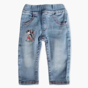 Newborn Girls Denim Pant - Light Blue
