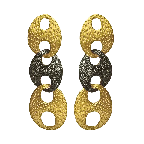 Nouveau Bold Textured Link Earrings