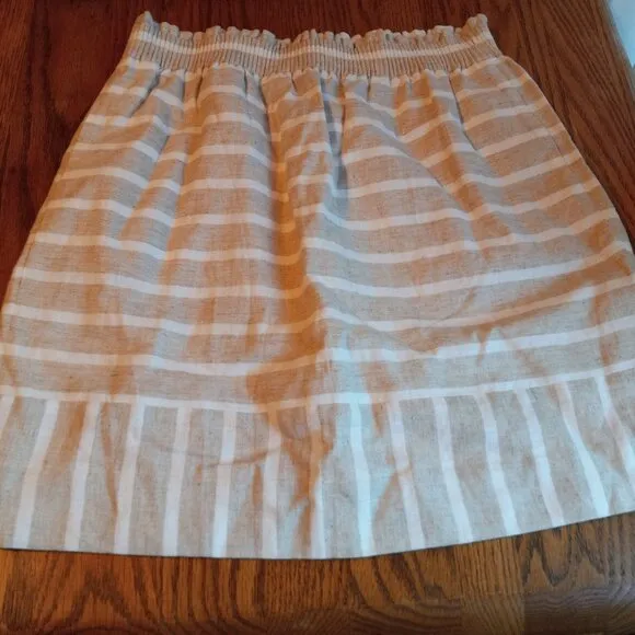 NWT JCrew Linen/Cotton Striped Skirt Summer Quiet Luxury LightAcademia OldMoney