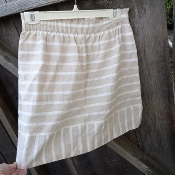 NWT JCrew Linen/Cotton Striped Skirt Summer Quiet Luxury LightAcademia OldMoney