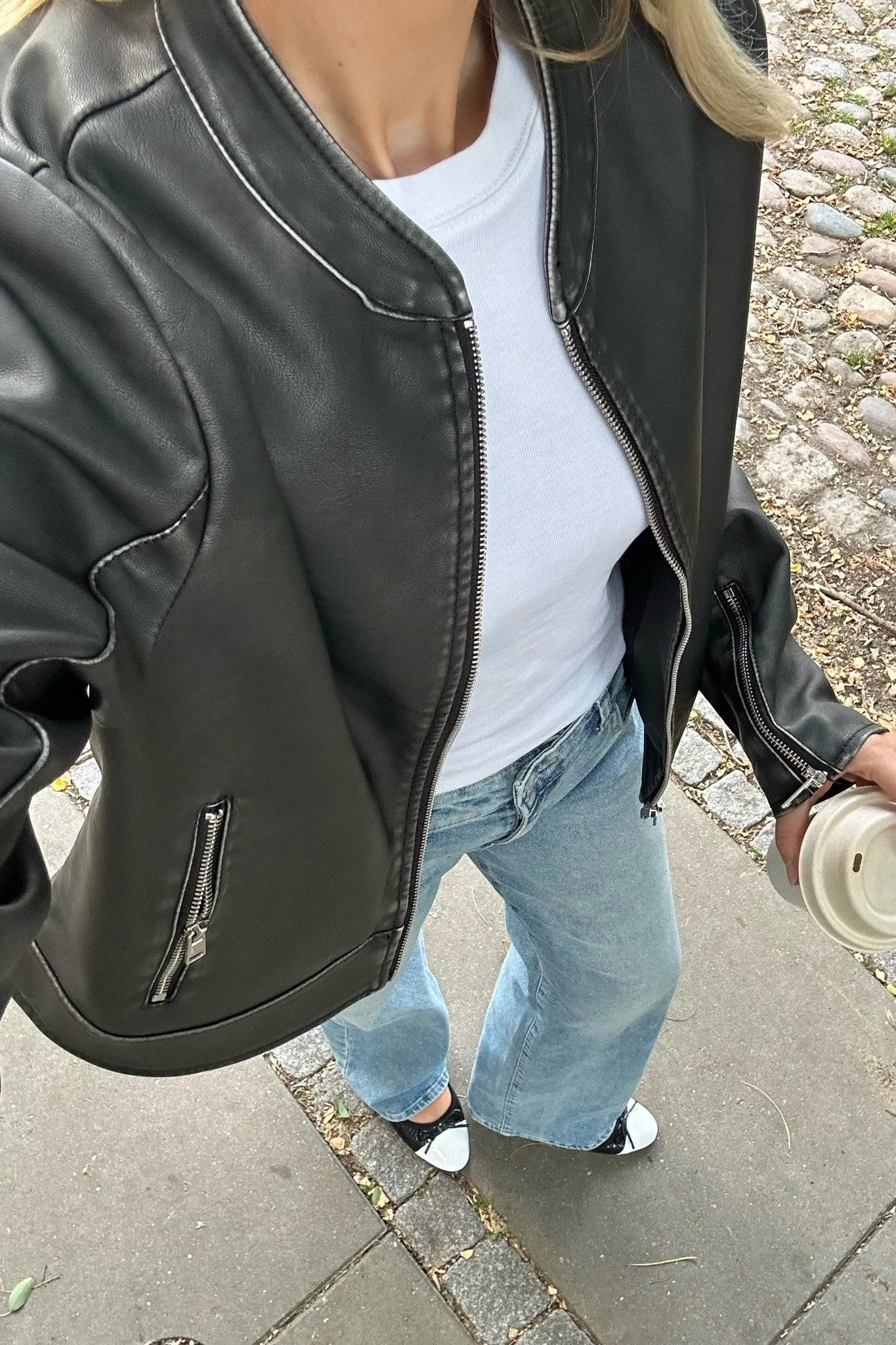 ONLMindy Imiteret Skindjakke - Vasket Sort