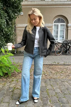 ONLMindy Imiteret Skindjakke - Vasket Sort