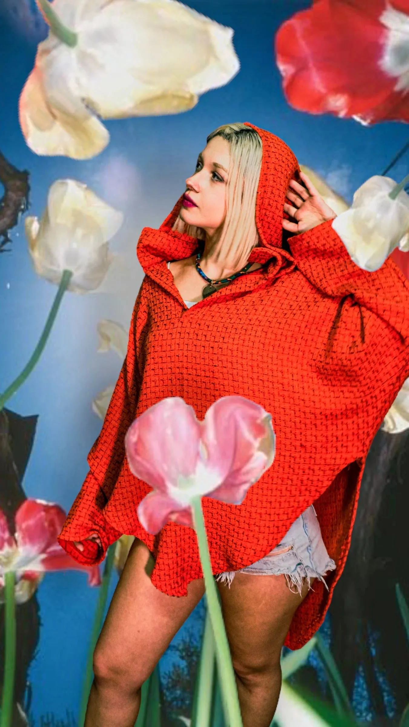 Orange in Wonderland Poncho Sweatshirt