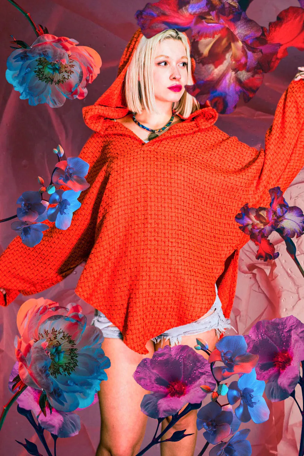 Orange in Wonderland Poncho Sweatshirt