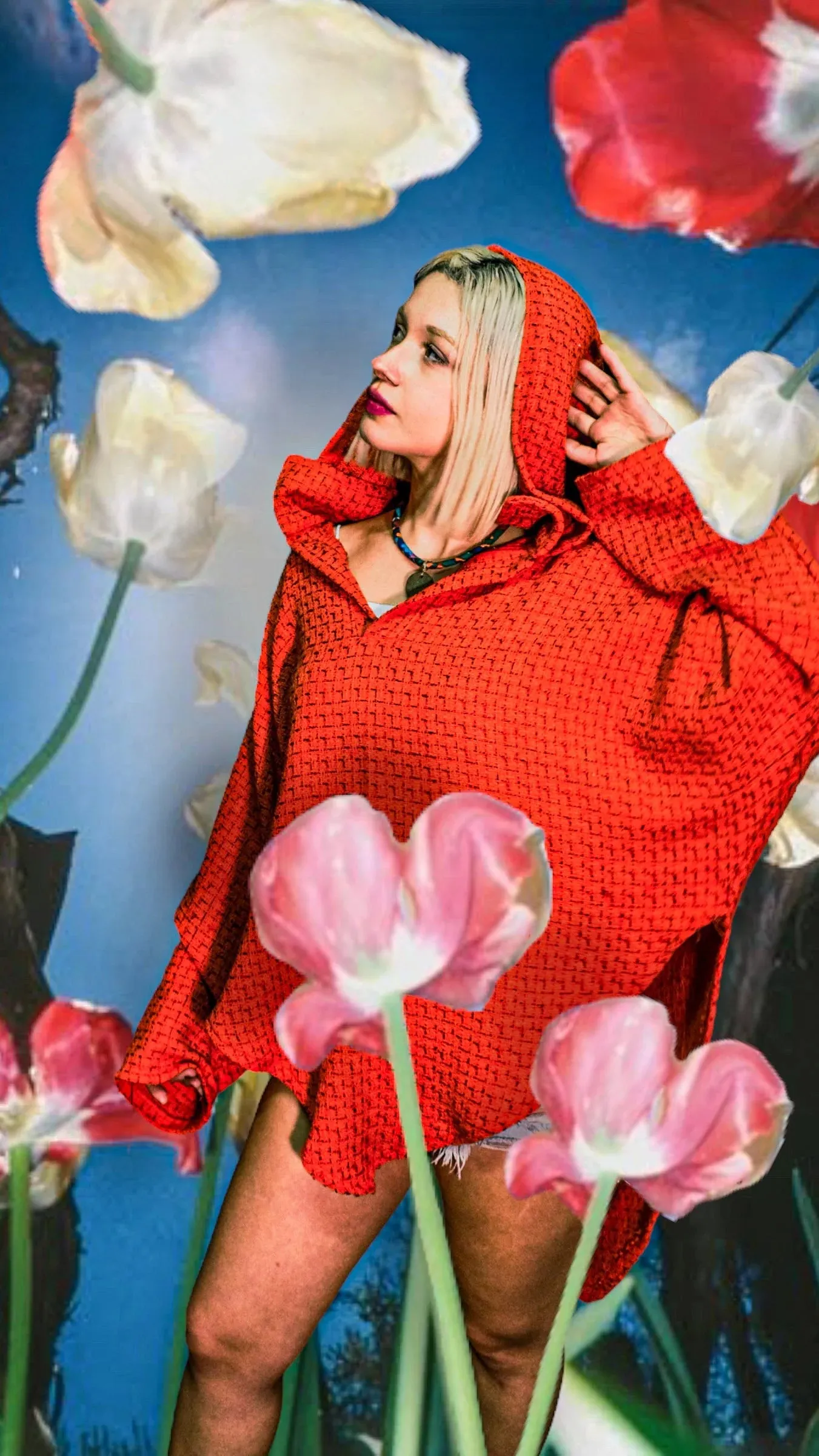 Orange in Wonderland Poncho Sweatshirt