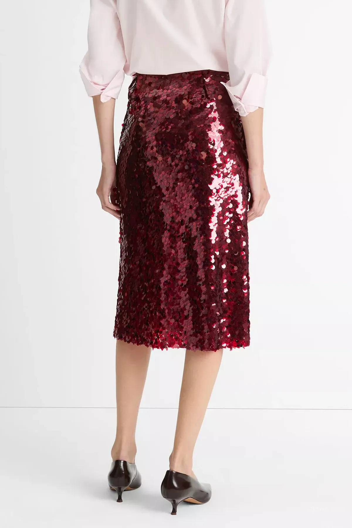 Paillette Bias Skirt in Ruby Ink