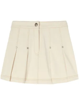 Palm Angels Light Beige Belted kjol med logotyp