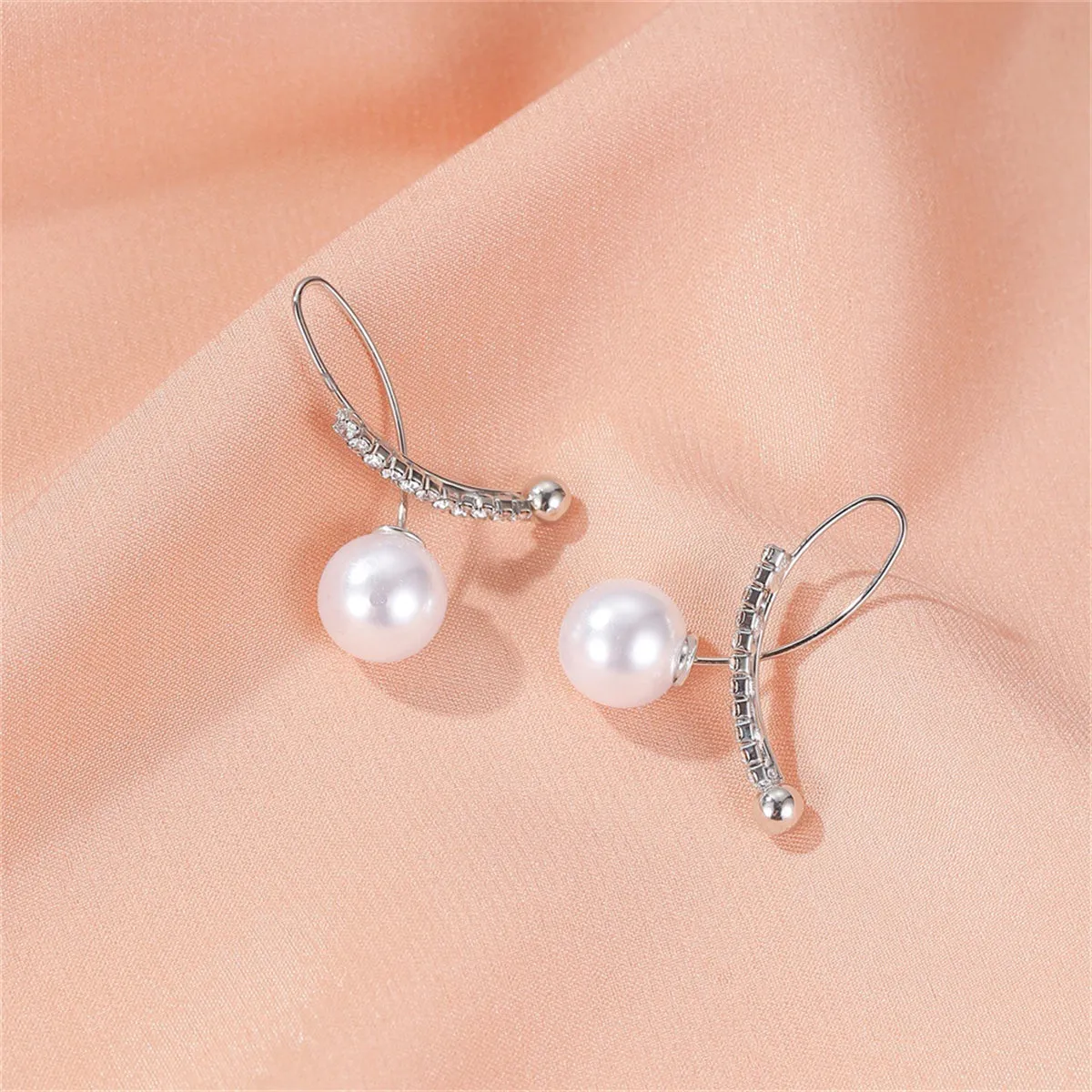 Pearl & Cubic Zirconia Silver-Plated Ear Jackets