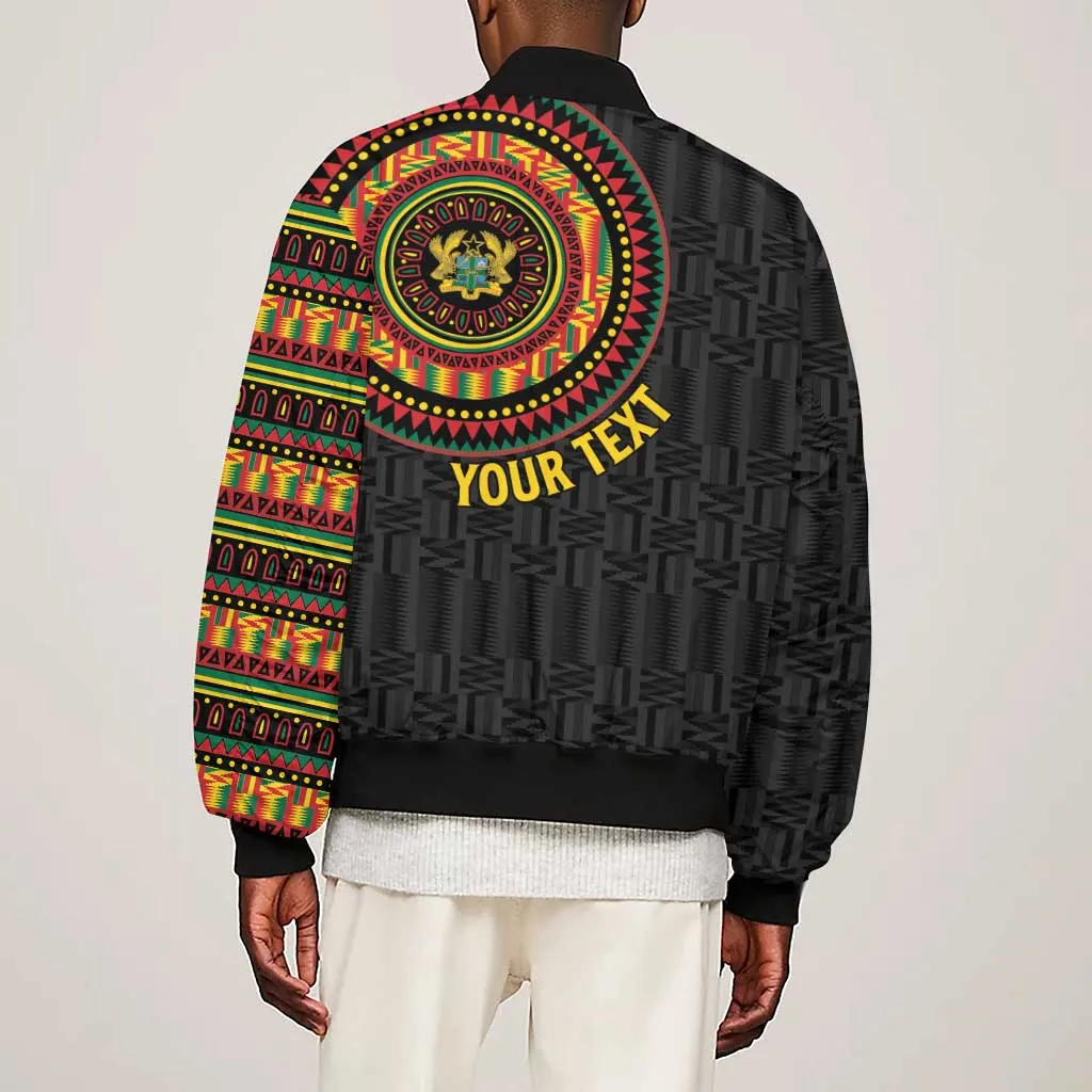 Personalised Ghana African Tribal Mix Kente Patterns Sleeve Zip Bomber Jacket Chest Arm Tattoo LT15
