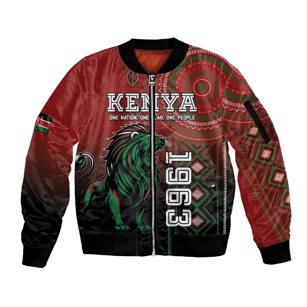 Personalised Kenya Jamhuri Day Sleeve Zip Bomber Jacket One Nation One Flag One People LT05