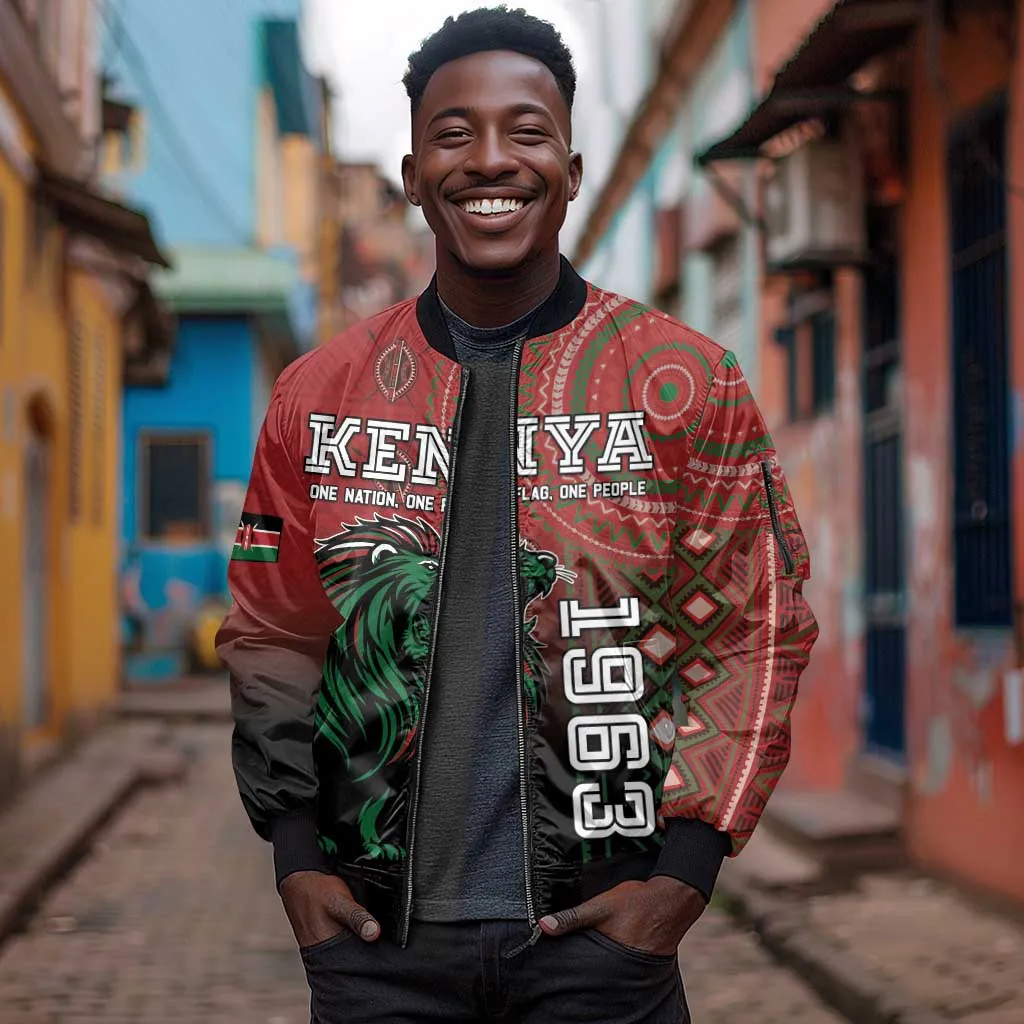 Personalised Kenya Jamhuri Day Sleeve Zip Bomber Jacket One Nation One Flag One People LT05