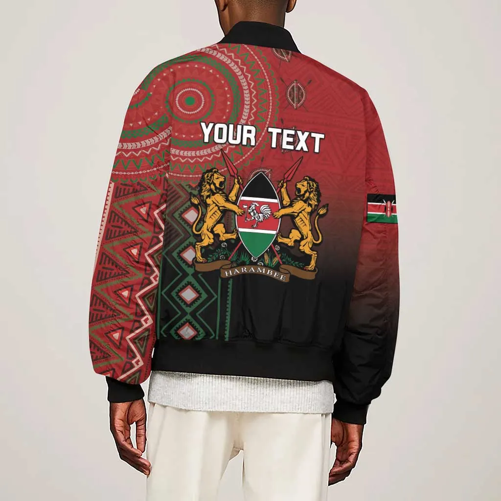 Personalised Kenya Jamhuri Day Sleeve Zip Bomber Jacket One Nation One Flag One People LT05
