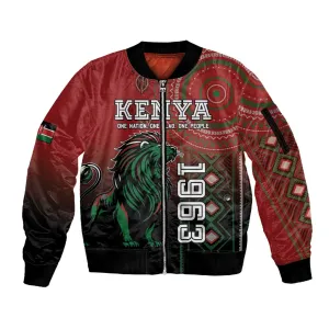 Personalised Kenya Jamhuri Day Sleeve Zip Bomber Jacket One Nation One Flag One People LT05