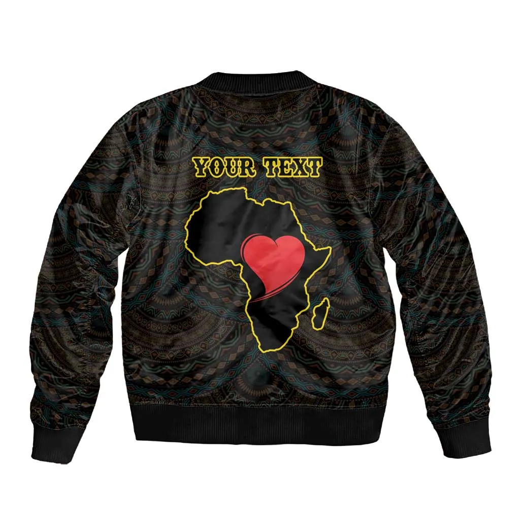 Personalized  African-American Black Love Day Sleeve Zip Bomber Jacket Sankofa Heart - Nya Akoma LT15