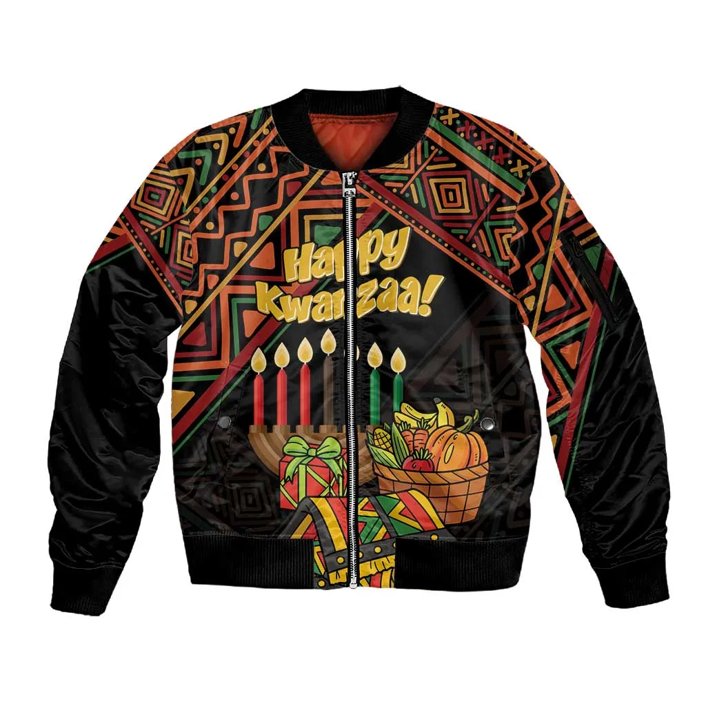 Personalized African Happy Kwanzaa Sleeve Zip Bomber Jacket LT01