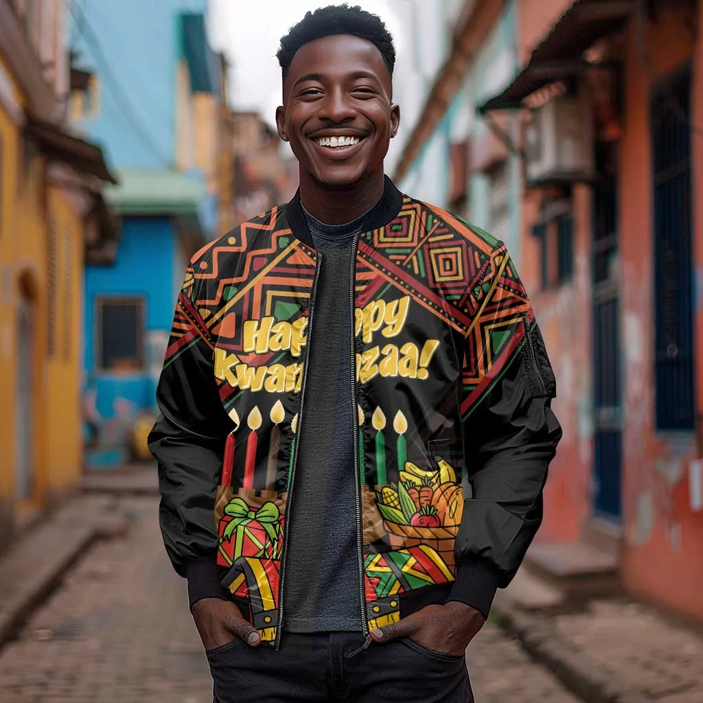 Personalized African Happy Kwanzaa Sleeve Zip Bomber Jacket LT01