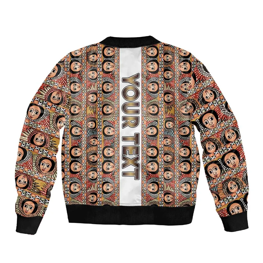 Personalized Ethiopia Sleeve Zip Bomber Jacket Ethiopian Tewahedo Angel Orthodox LT15