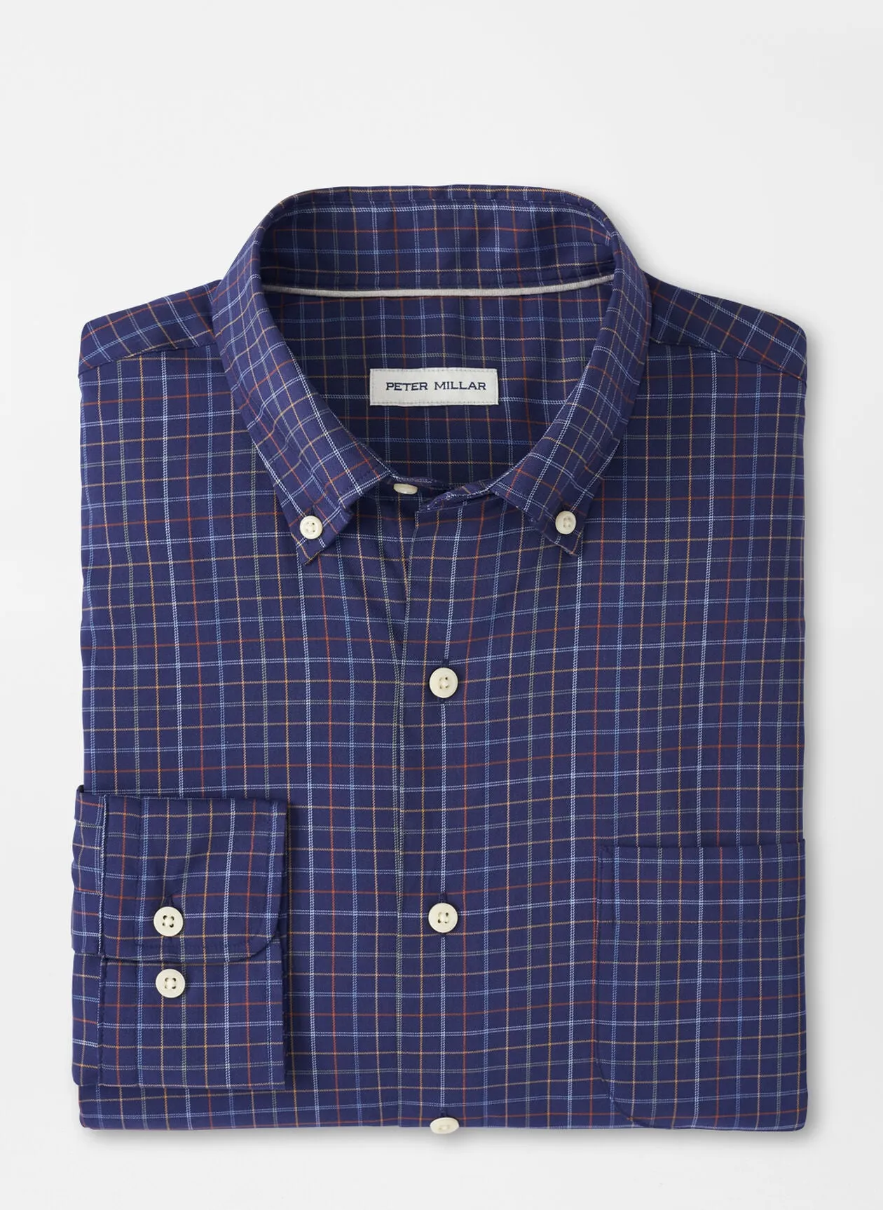 Peter Millar Mens Fenton Cotton-Stretch Sport Shirt - NAVY