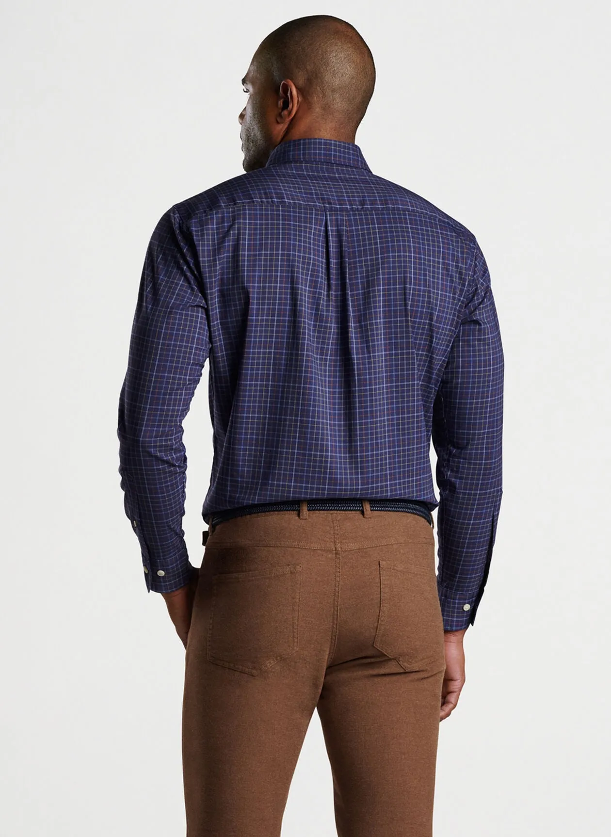 Peter Millar Mens Fenton Cotton-Stretch Sport Shirt - NAVY