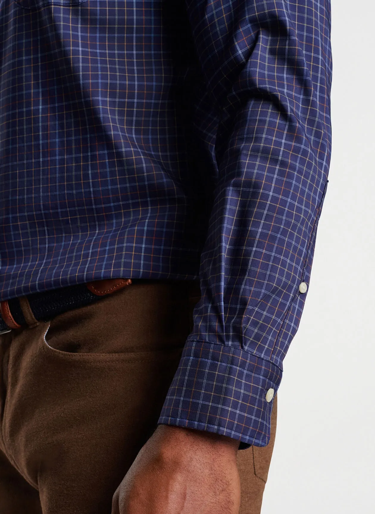 Peter Millar Mens Fenton Cotton-Stretch Sport Shirt - NAVY