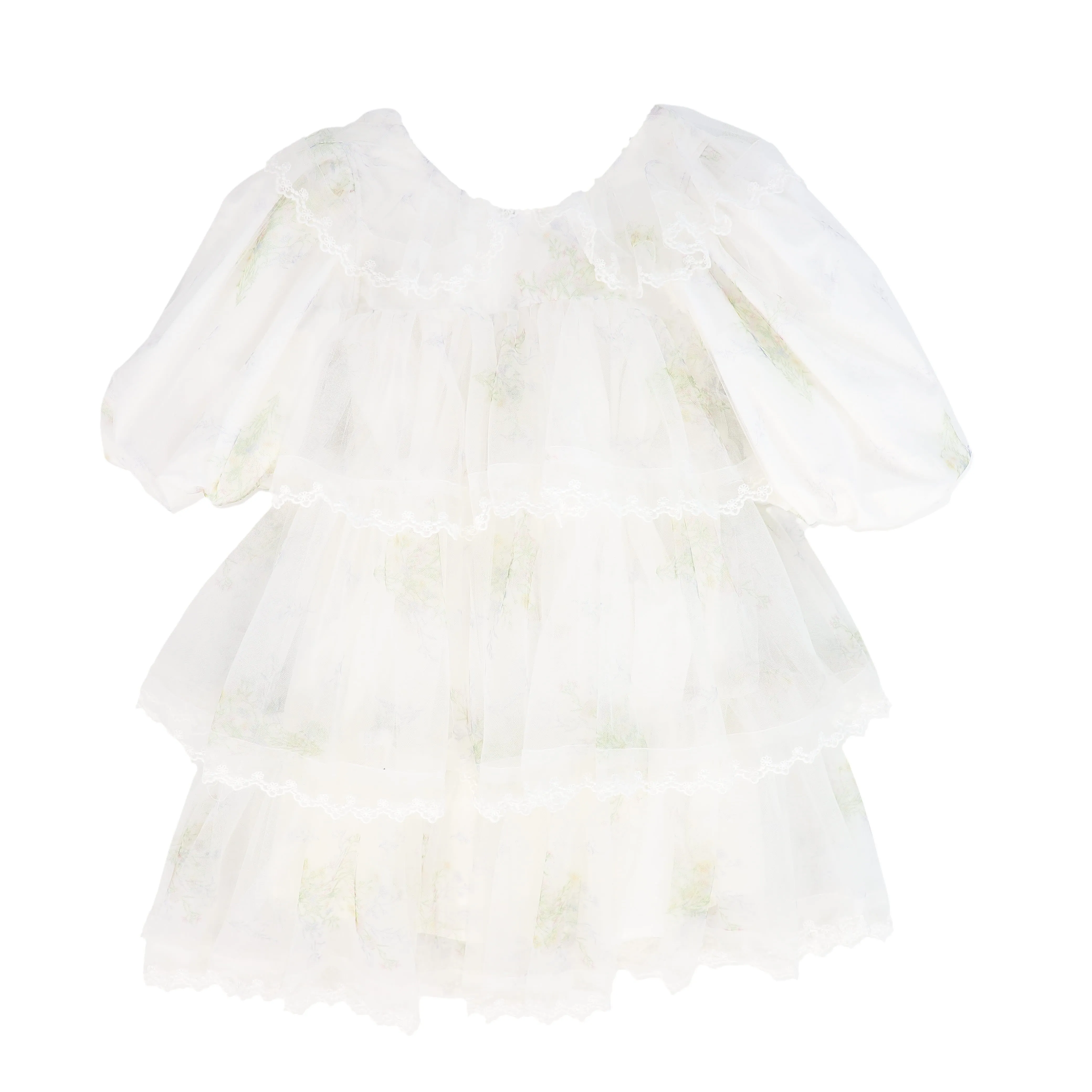 PETITE AMALIE WHITE TULLE LAYERED DRESS