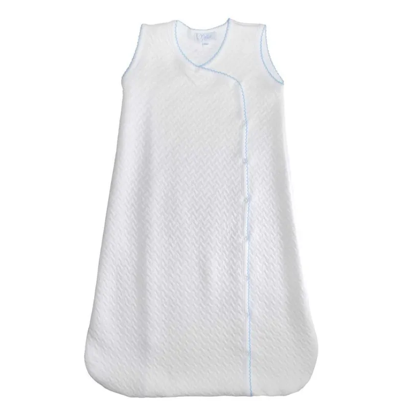 Pima Cotton Basket Weave Baby Sack White/Blue