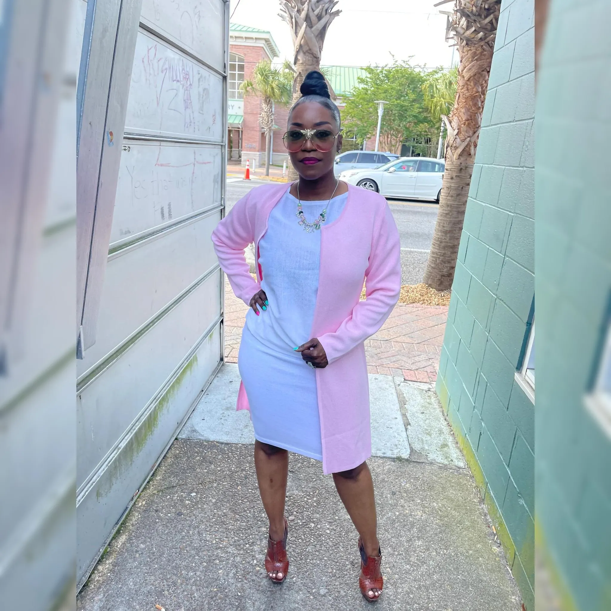 Pink & Green | Knits Long Jacket