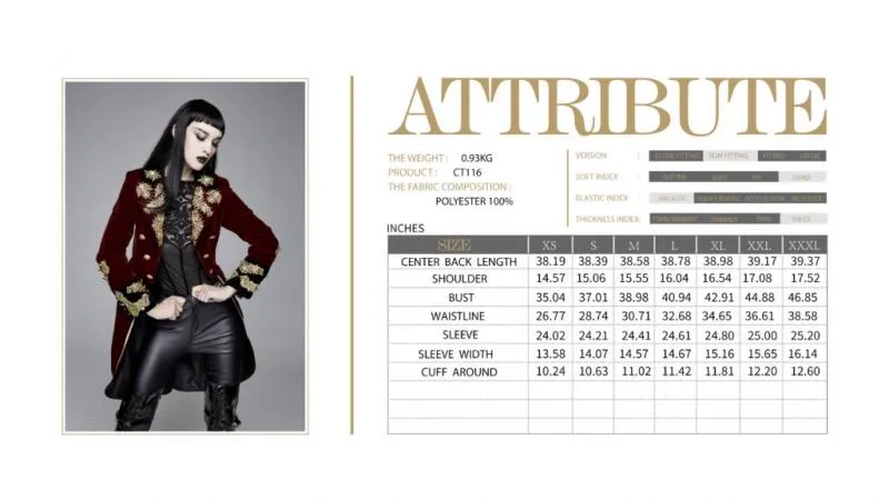 Pirate Coat - Burgundy/Gold -