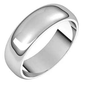 Platinum 6 mm Half Round Band Size 6