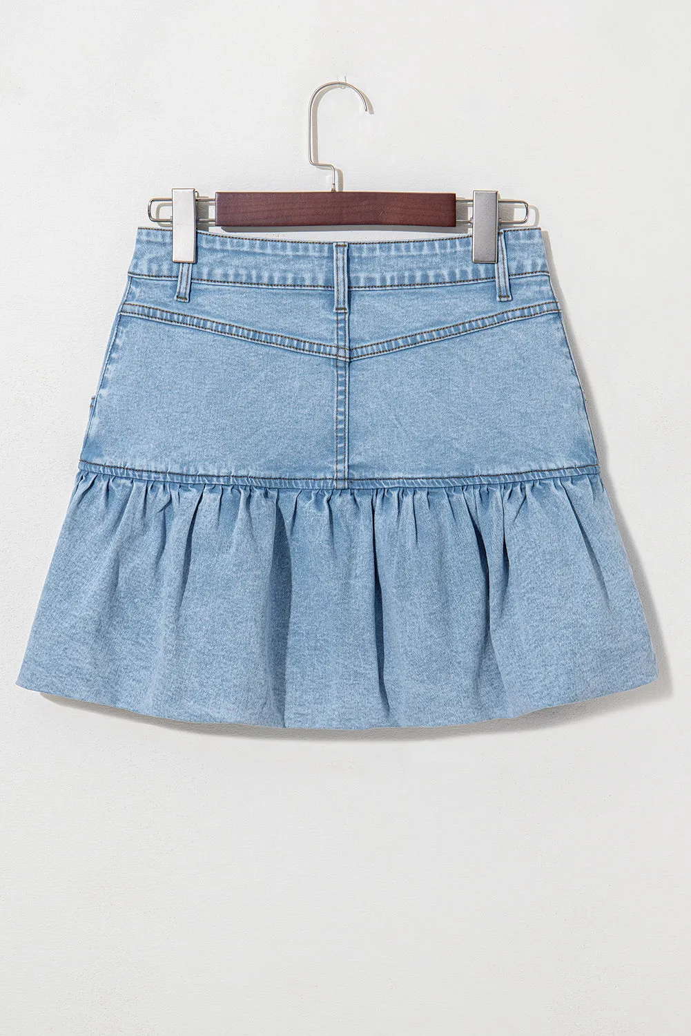 Pleated Denim Mini Skirt