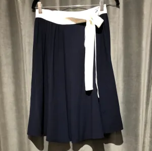 PRADA Navy flare skirt with white ivory ribbon