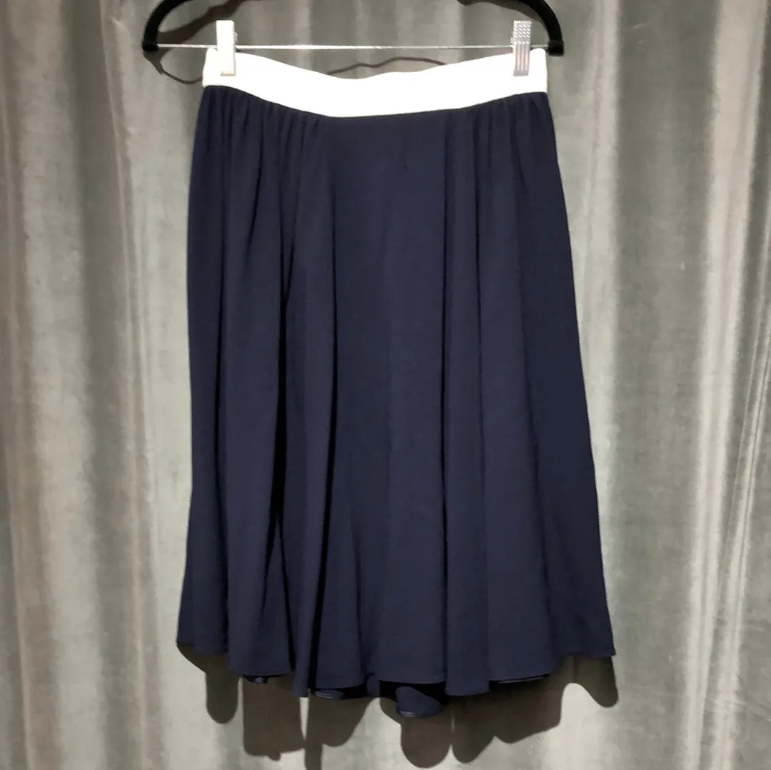 PRADA Navy flare skirt with white ivory ribbon