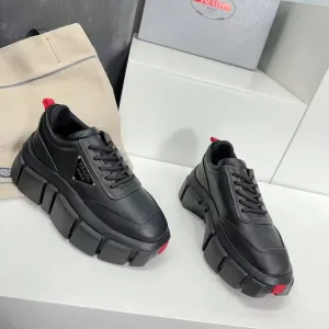 PRADA || Street Style Leather Logo Sneakers