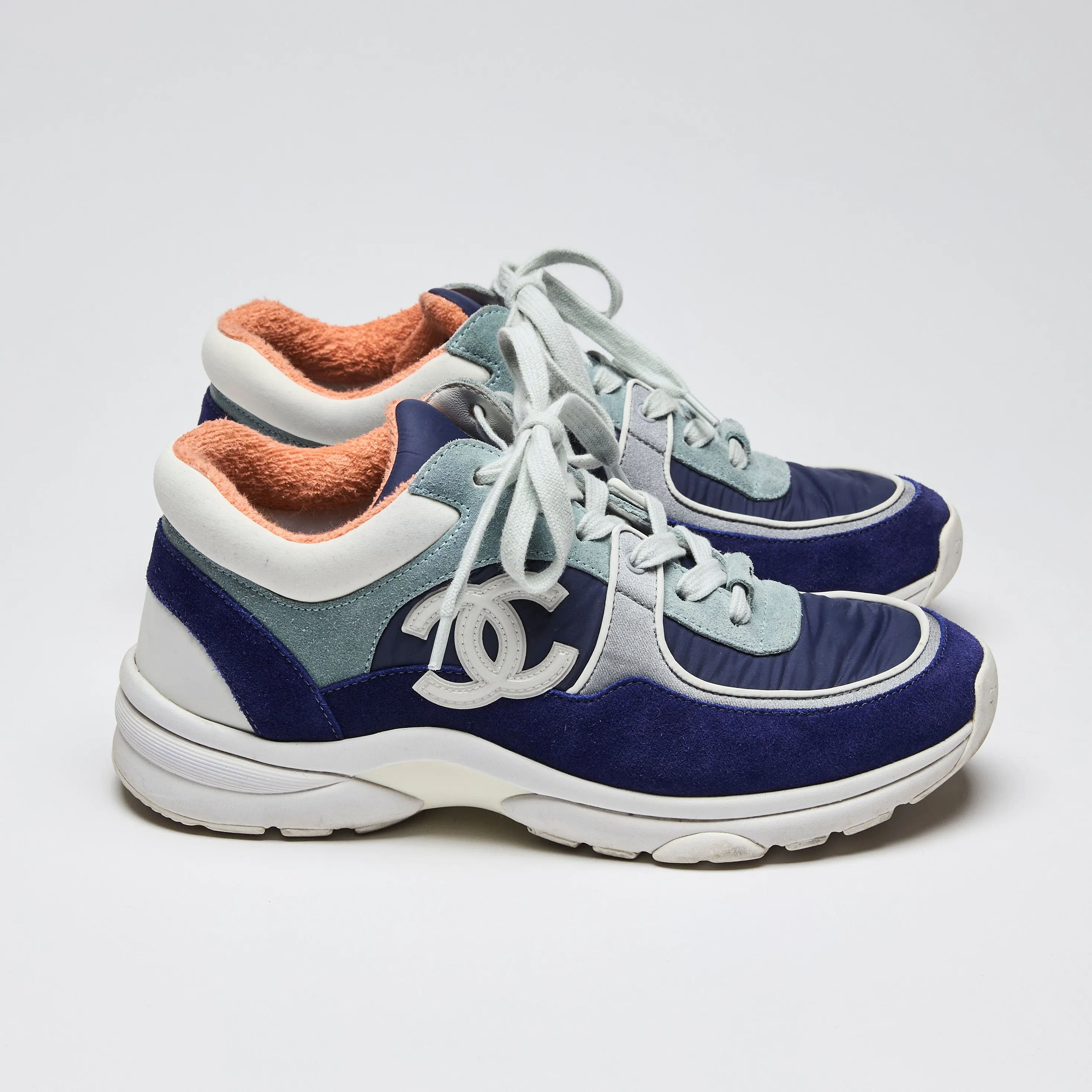 Pre-Loved Chanel™ Chanel Sport Sneaker Nylon and Suede Fabric Sz 38