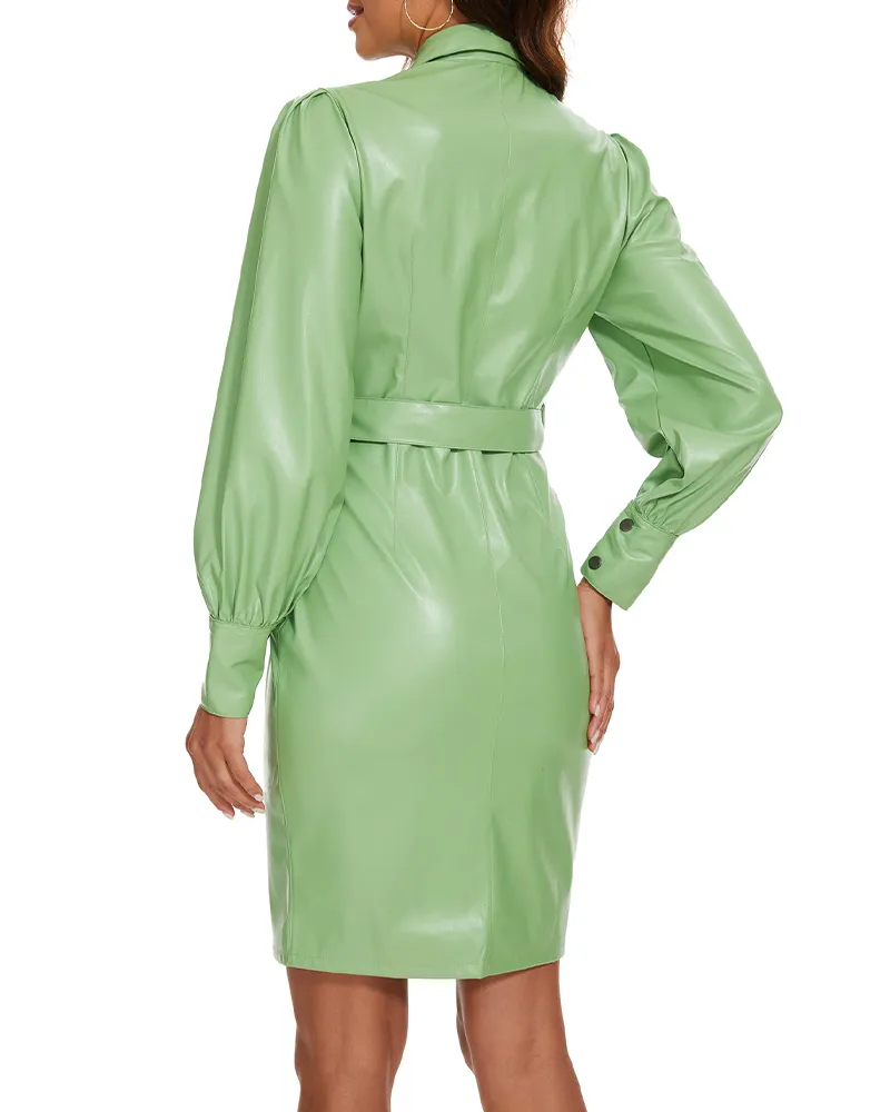 PU Waist Slim Jacket Windbreaker Coat