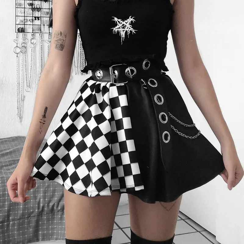 punk black and white skirt  KF70330