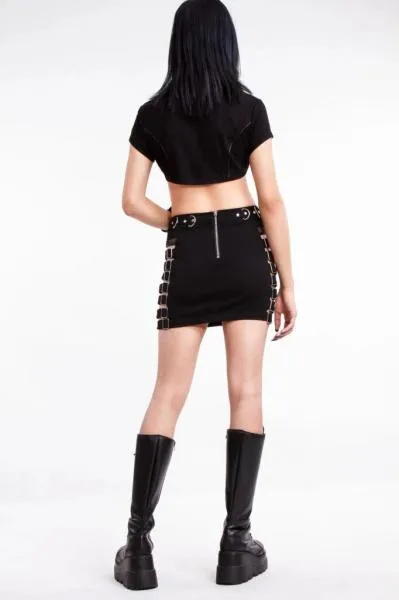 Punk Rave Glory Cut-Out Skirt - Black -