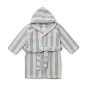 Reggie Bathrobe - Y/D stripe: Sea blue/sandy