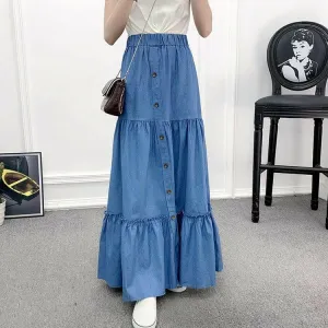 Retro Chic High-Waisted Denim Skirt