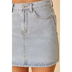 Rhinestone Denim Skirt