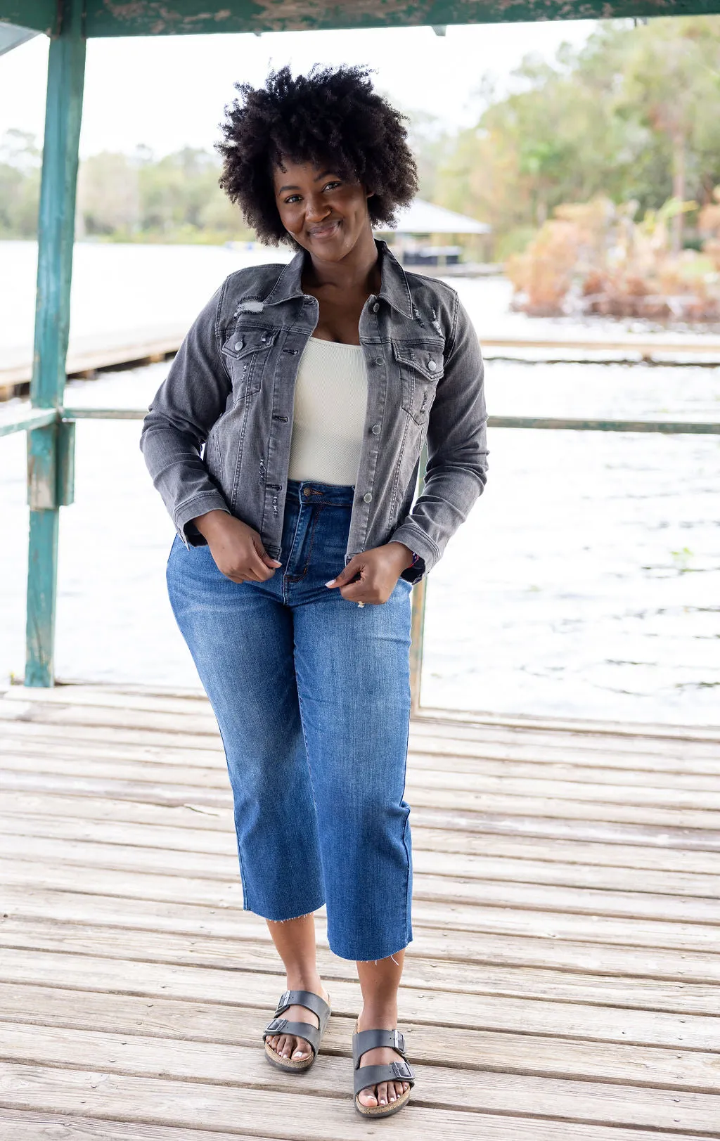 Risen Distressed Grey Jean Jacket