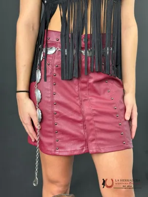 Rock&Roll BURGUNDY PLEATHER SKIRT