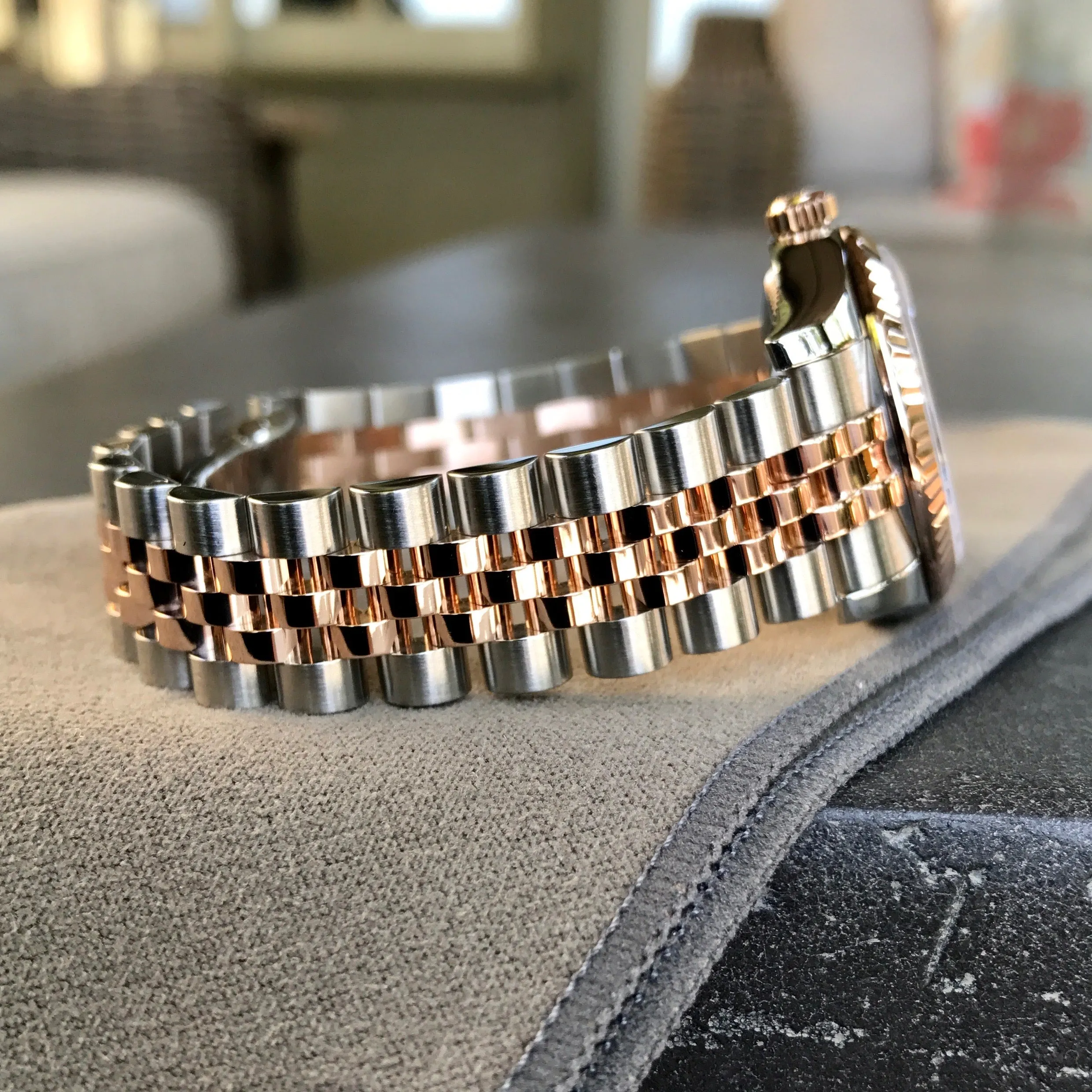 Rolex Datejust 178271 MOP Diamond Dial Midsize Steel Rose Gold Wristwatch Box Papers