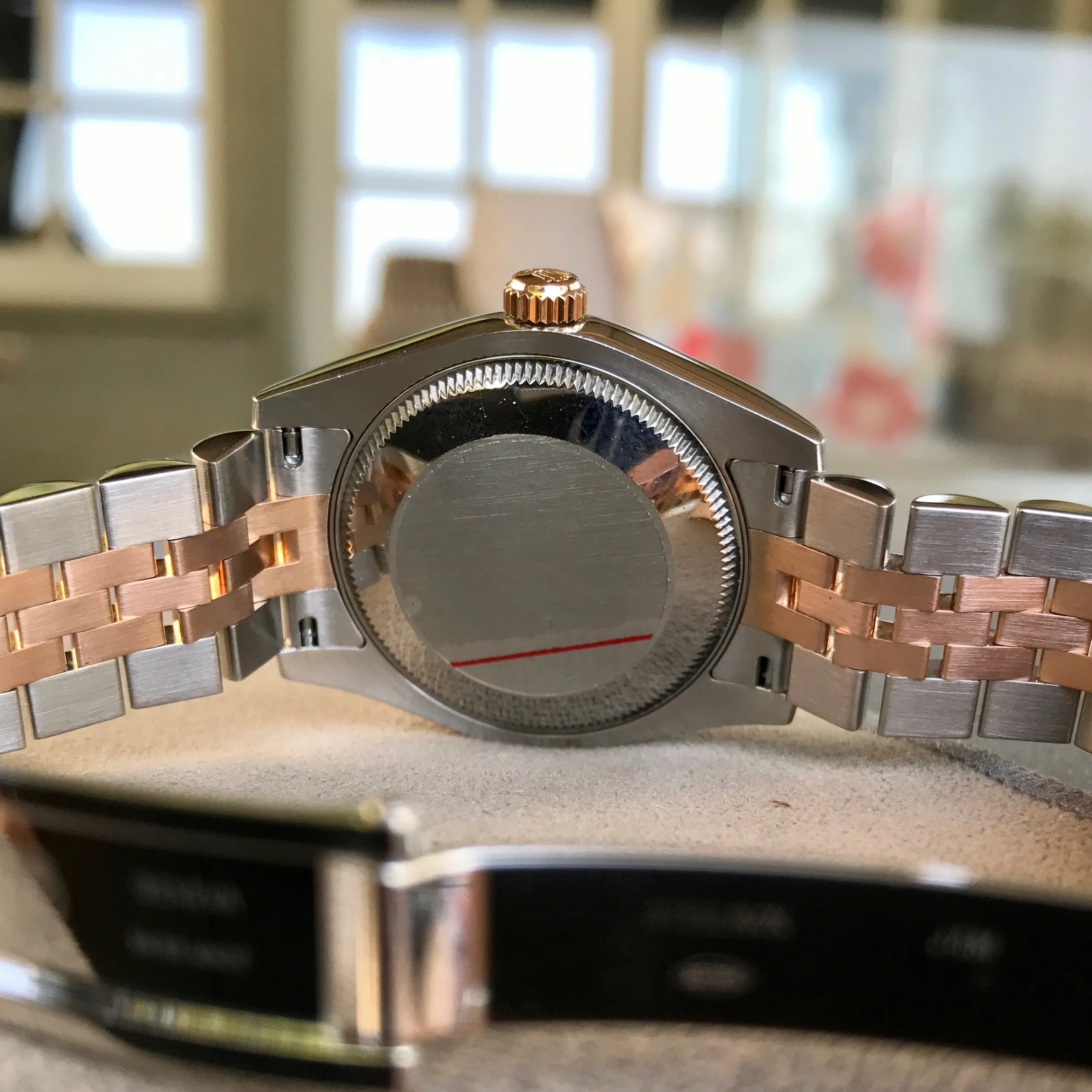 Rolex Datejust 178271 MOP Diamond Dial Midsize Steel Rose Gold Wristwatch Box Papers