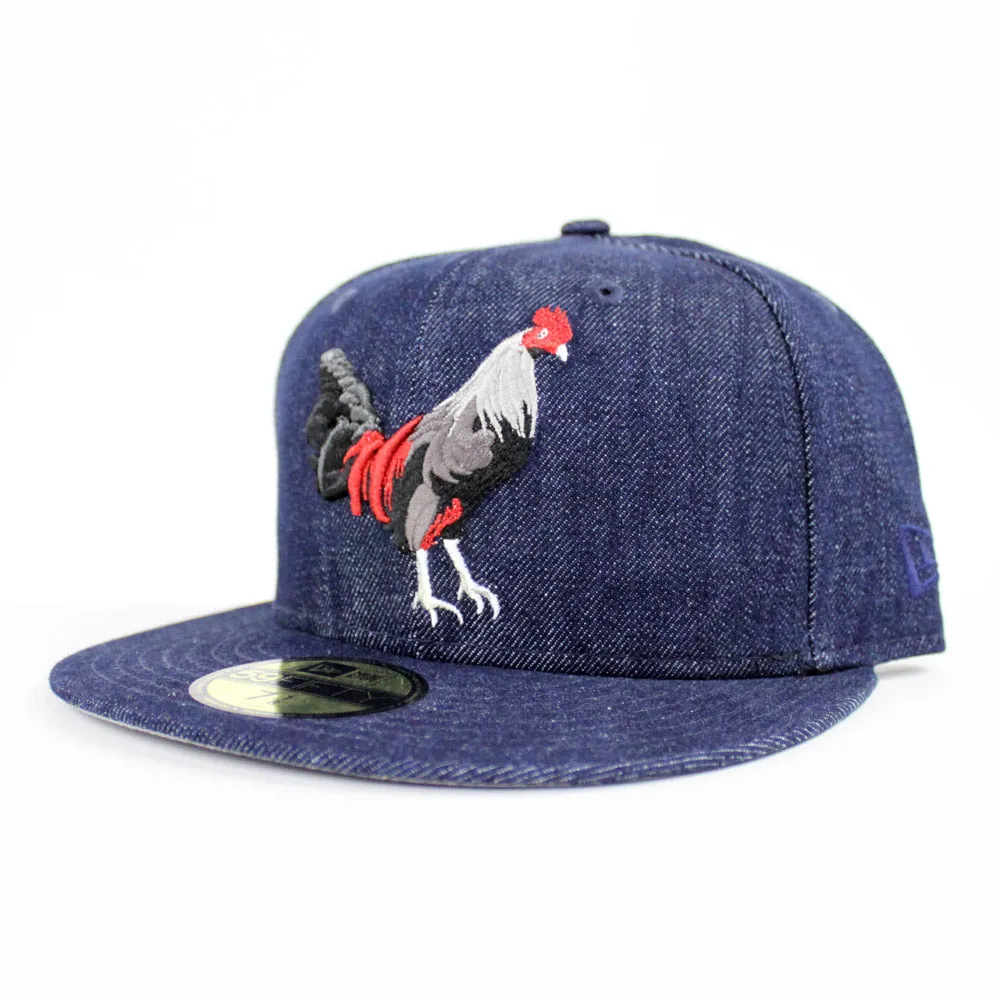 ROOSTER New Era 59Fifty Fitted Hat (FOAMPOSITE ONE DENIM Gray Under Brim)