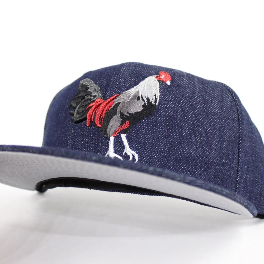 ROOSTER New Era 59Fifty Fitted Hat (FOAMPOSITE ONE DENIM Gray Under Brim)
