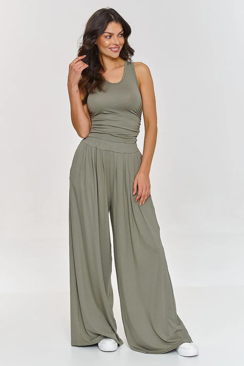 Ruche-Embellished Fitted Top Set