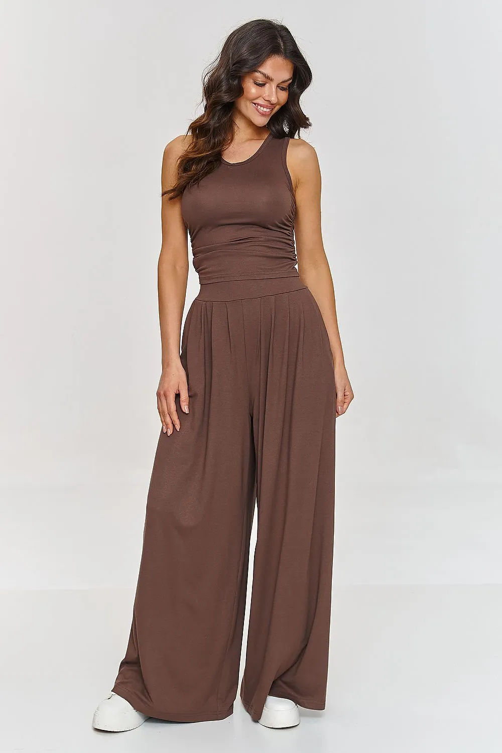 Ruche-Embellished Fitted Top Set